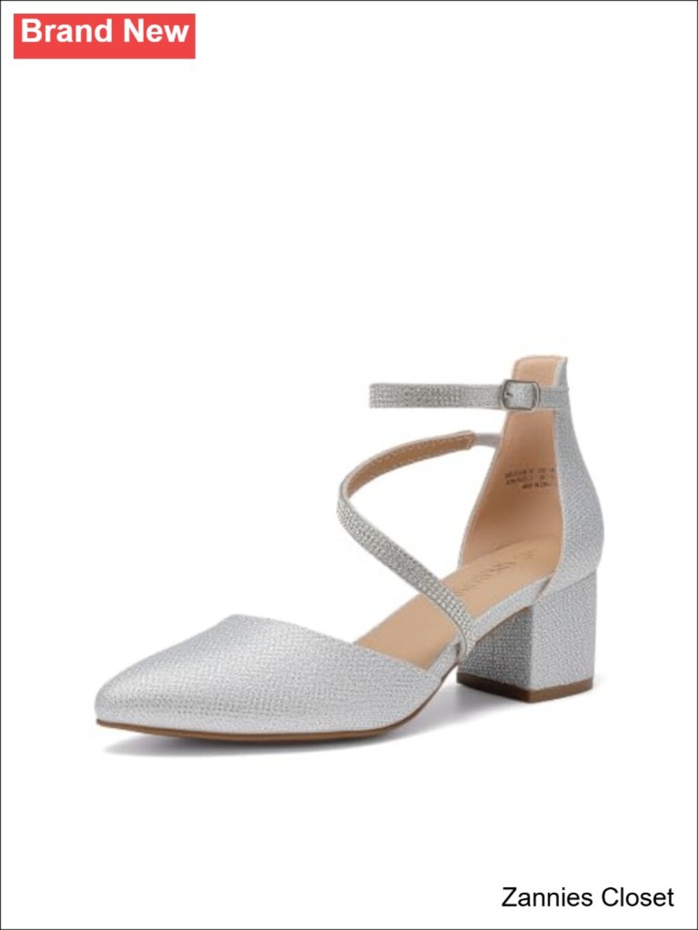 ✨DREAM PAIRS Faux Leather Block Heel Pointed Toe Pumps with Ankle Strap